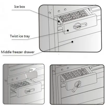 Hisense Bottom Mount Fridge Instruction Manual - Place the filled ice tray back to bracket