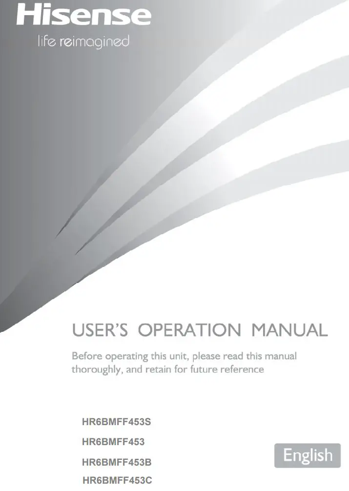 Hisense Bottom Mount Fridge Instruction Manual