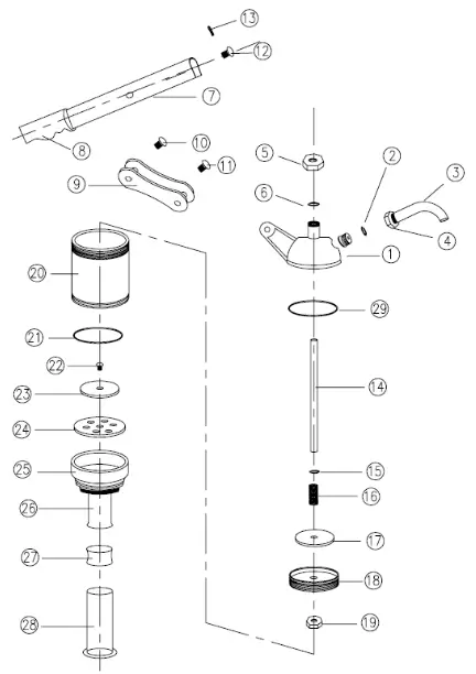 TRAVELLAR Lever Action Hand Pump - Parts List