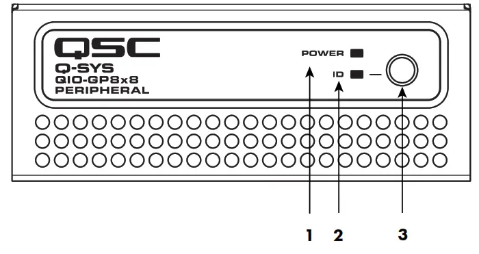 QSC QIO GP8x8 QIO Series Network Control Input or Output Expanders - QIO-GP8x8 Front Panel