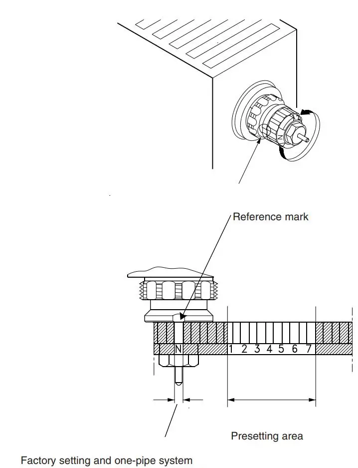 Danfoss 013G7390 RA-N Integrated Valve Instructions - Reference mark