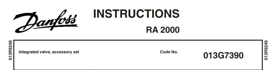 Danfoss 013G7390 RA-N Integrated Valve Instructions