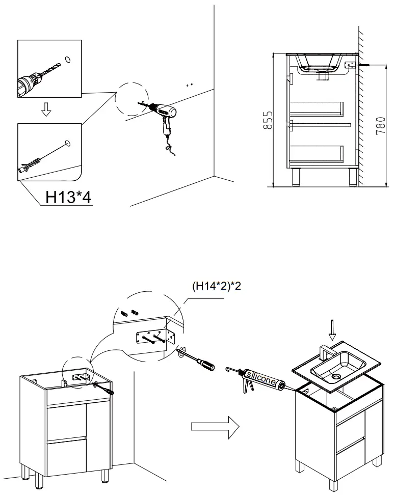 HOMEDEPOT Vanity in Frosted OAK with Ceramic Top - fig8