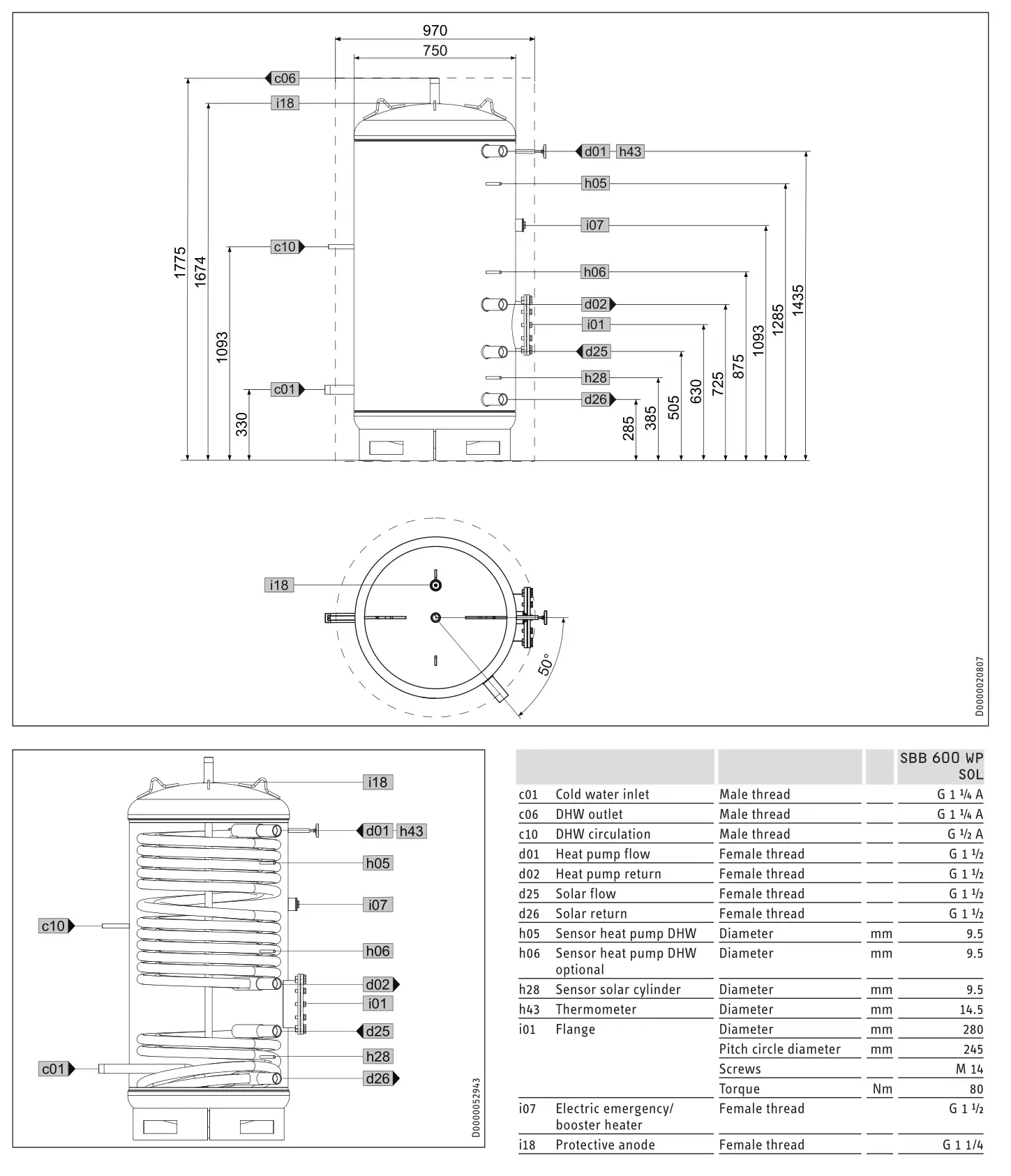 STIEBEL ELTRON SBB Series DHW Cylinder - SBB 600 WP SOL
