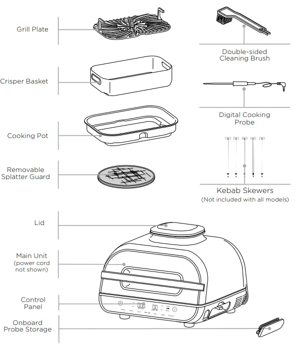 NINJA Foodi AG551EU Grill and Air Fryer with Digital Temperature -PARTS