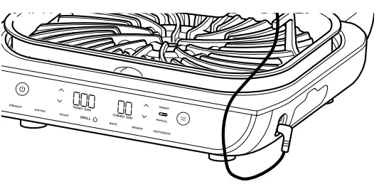 NINJA Foodi AG551EU Grill and Air Fryer with Digital Temperature -probe is plugged