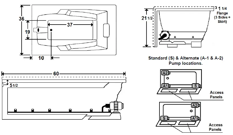Laurel-Mountain-MERCER-V-60-X-36-Inch-Skirted-Acrylic-Air-Bath-FIG 1