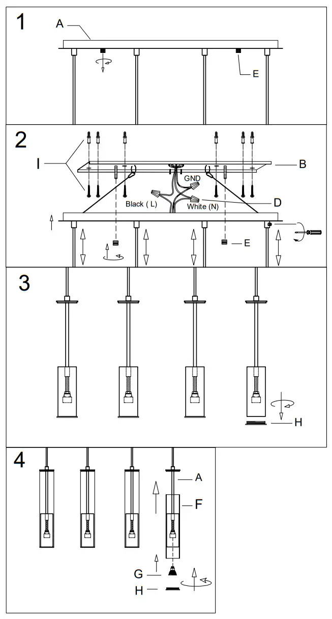 ET2 Contemporary Lighting E11004 Torch LED 4-Light Pendant - fig 2