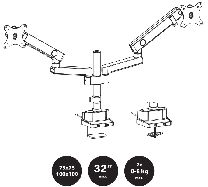 AlzaErgo APW-EGARD85BU ErgoArm Essential USB Monitor Moun -