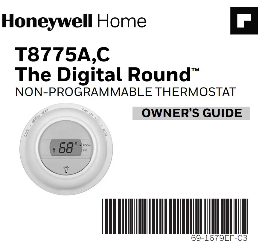 Honeywell T8775A Non-Programable Thermostat User Guide