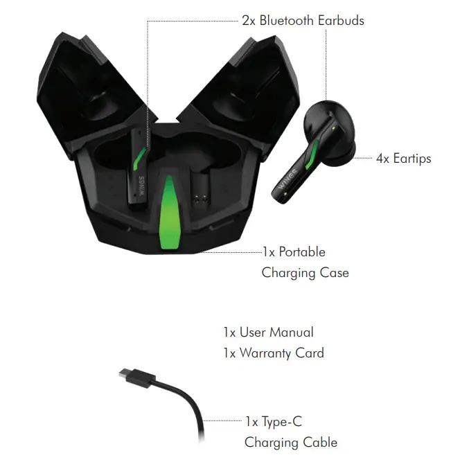 WINGS PHANTOM 850 Low Latency Wireless Earbuds - BOX