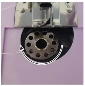 amazonbasics B085CY1MP9 Portable Midi Household 12 Stitvh Sewing Machine - Threading the Bobbin Through the Machine 2