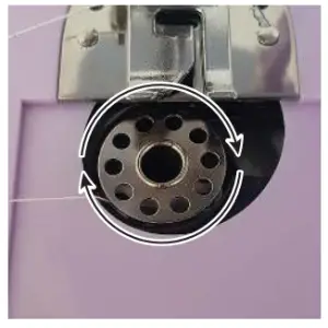 amazonbasics B085CY1MP9 Portable Midi Household 12 Stitvh Sewing Machine - Threading the Bobbin Through the Machine 3