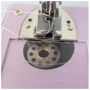 amazonbasics B085CY1MP9 Portable Midi Household 12 Stitvh Sewing Machine - Threading the Bobbin Through the Machine 4