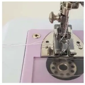 amazonbasics B085CY1MP9 Portable Midi Household 12 Stitvh Sewing Machine - Threading the Bobbin Through the Machine 8