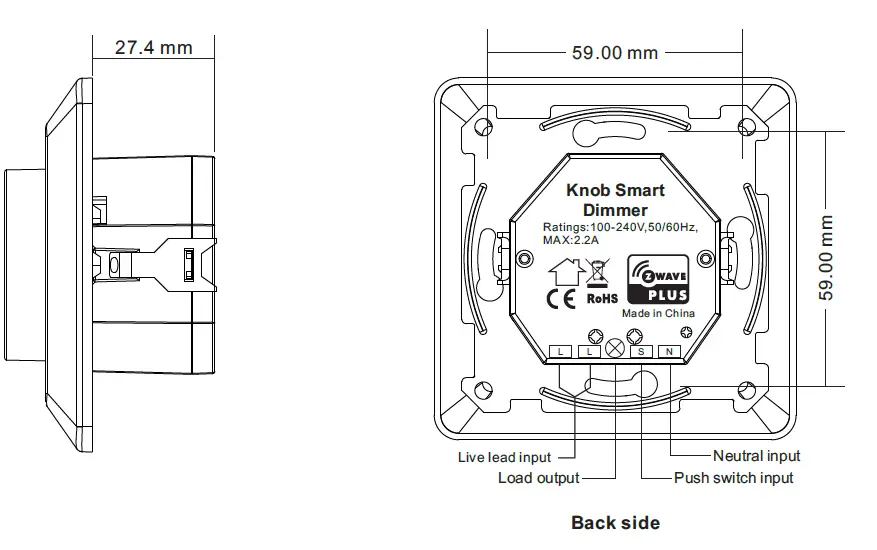 Push Compatible Z-Wave Knob Smart Dimmer-figure2