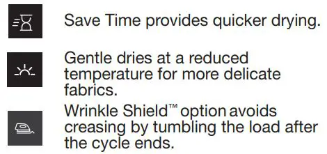 Whirlpool WCD5090JWH Compact Dryer User Guide - OPTIONS