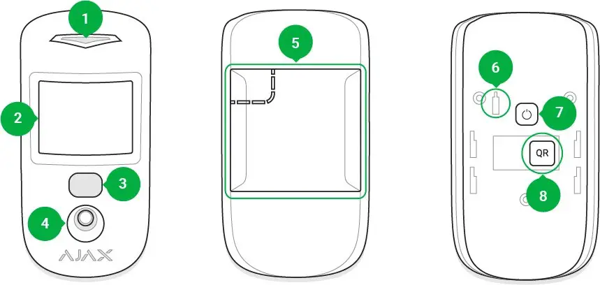 AJAX AAJAX AJ MOTIONCAM W MotionCam Wireless Motion Detector- Functional ElementsJ MOTIONCAM W MotionCam Wireless Motion Detector- Functional Elements