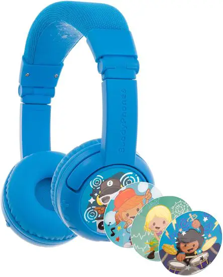 BuddyPhones BT-BP-PLAYP-BLUE Wireless Bluetooth Volume-Limiting Kids Headphones