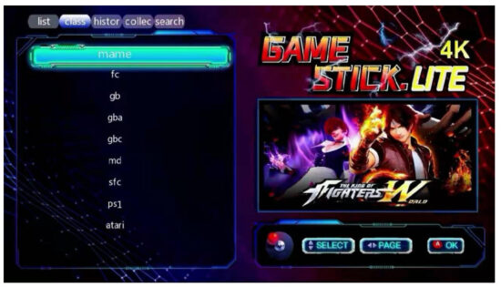 Geek PS3000 4K Game Stick Lite Arcade Console - Main menu function 2