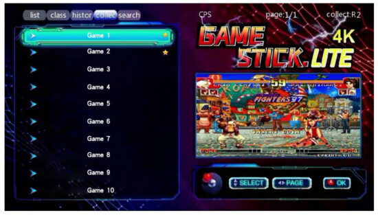 Geek PS3000 4K Game Stick Lite Arcade Console - Main menu function 4