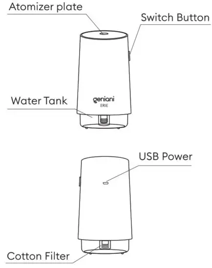 geniani KW JSQ10 250ml Erie Humidifier - fig1