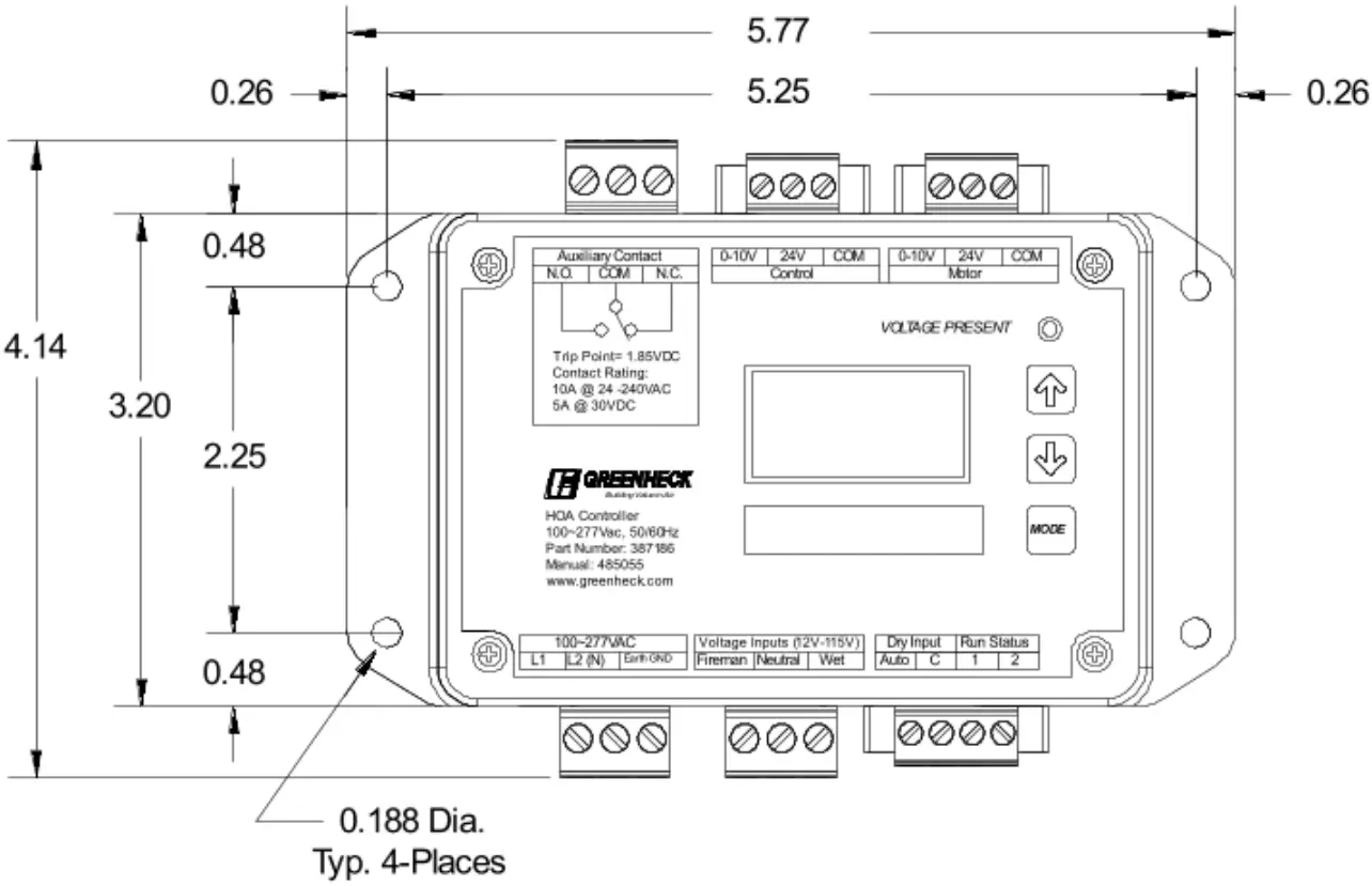 Greenheck 485055 HOA Controller Mounting A