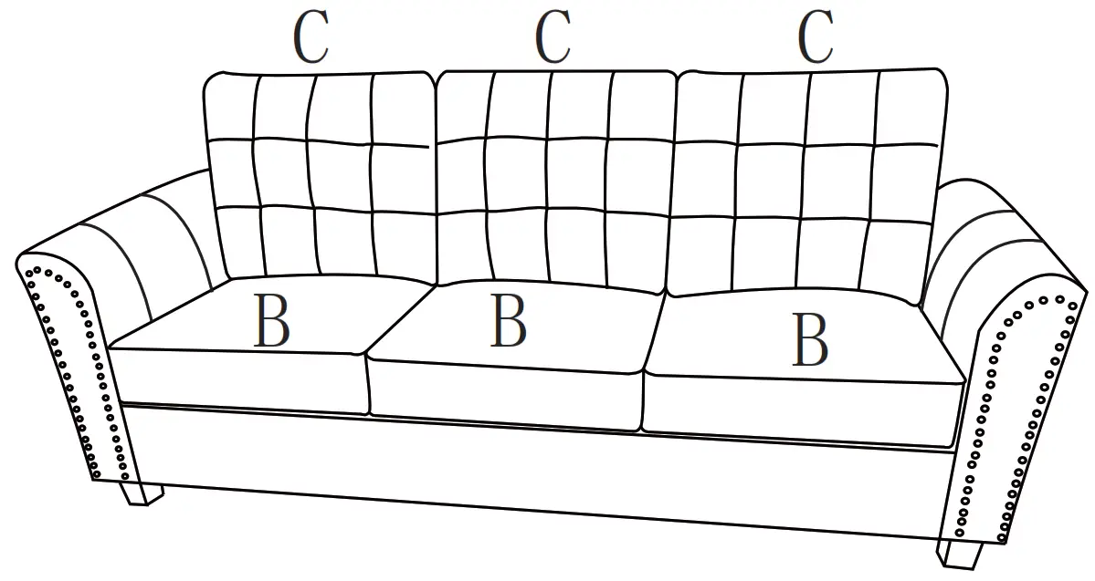 ZACHVO 8191 Flared Arm Sofa Polyester Straight 3 Seater Sofa - cushions