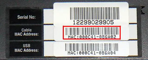 image of MAC address label