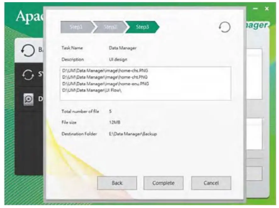 Apacer AC633 Military-Grade Shockproof Portable Hard Drive - Check the overview information of the backup task just created and do any of the following