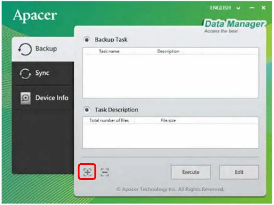 Apacer AC633 Military-Grade Shockproof Portable Hard Drive - Click Add task (+) to launch the three-step backup wizard