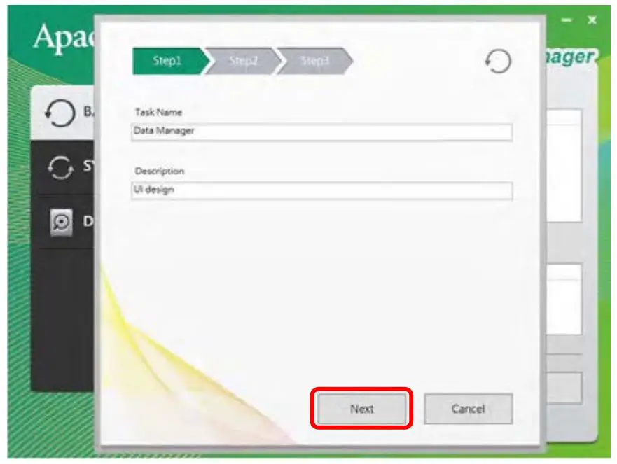 Apacer AC633 Military-Grade Shockproof Portable Hard Drive - In the window that appears, name the backup task and give it a description. Then click Next