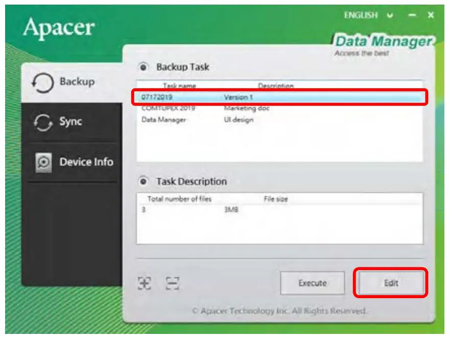 Apacer AC633 Military-Grade Shockproof Portable Hard Drive - To edit a backup task