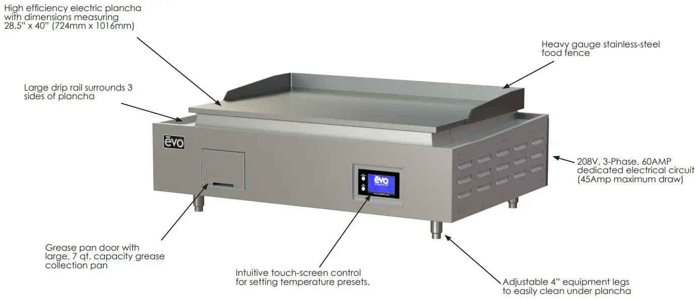 Evo America 10 0340 40E 40 Inch Electric Countertop Smart Griddle - Figure 1
