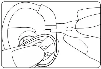 FiiO Earphones Instructions - Ensure the tool is parallel to the gap and position it towards the gap between the connector's male and female components until it is in place