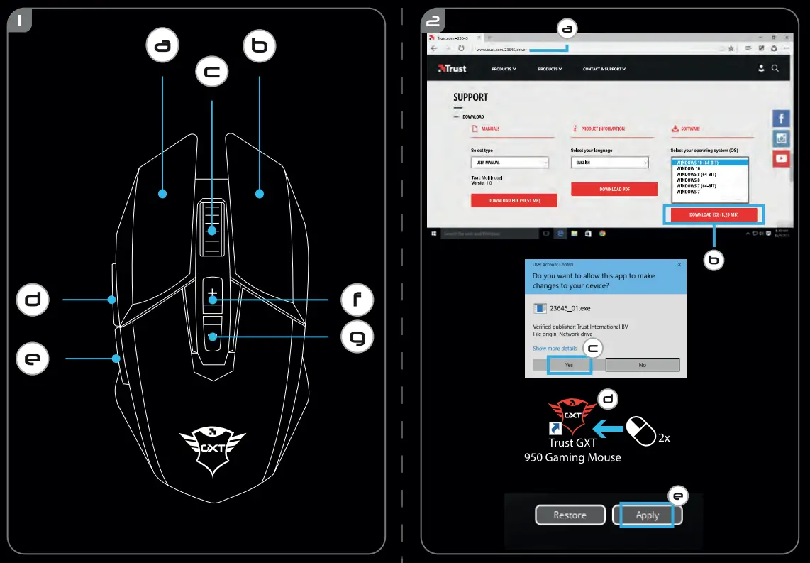 Trust GXT IDON PC Laptop RGB Gaming Mouse - 1