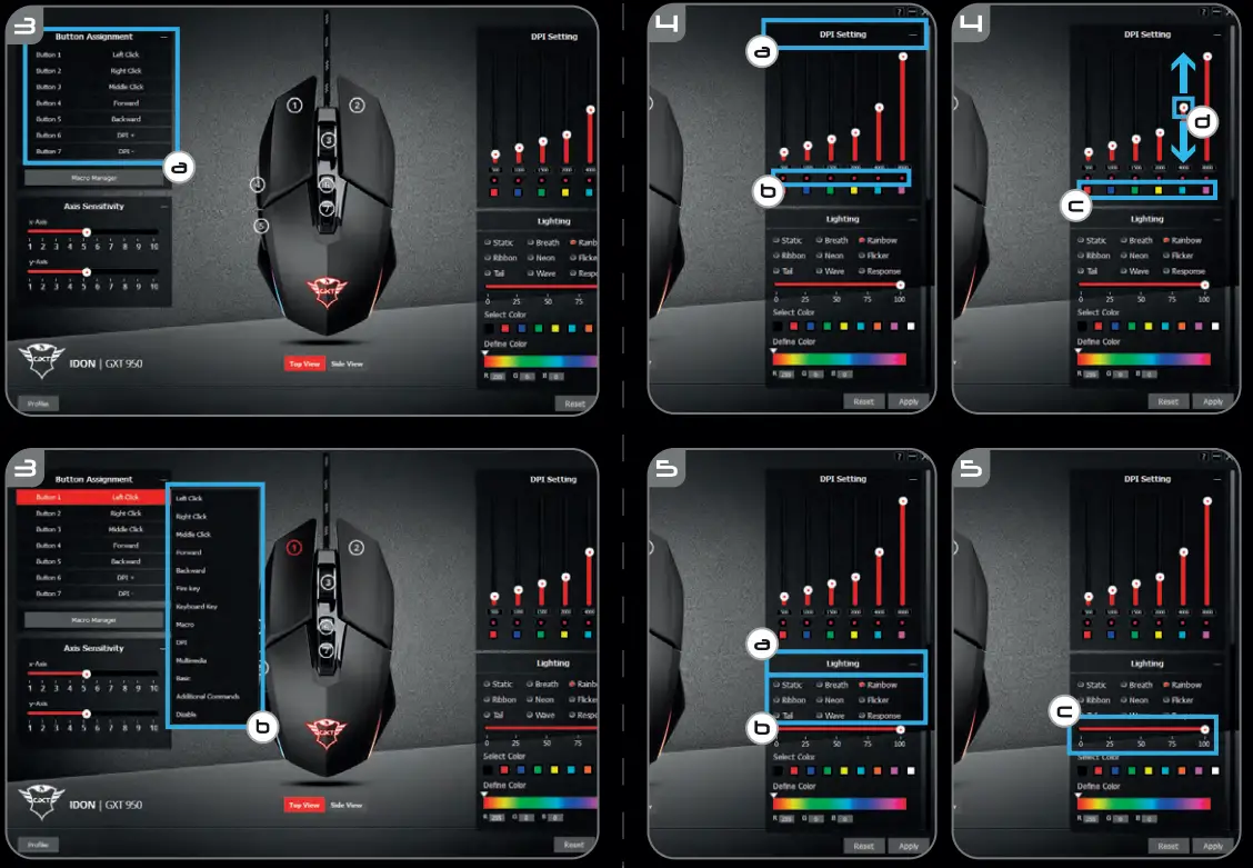 Trust GXT IDON PC Laptop RGB Gaming Mouse - 2