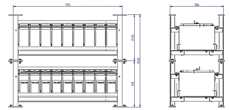 VALEN BR FTSEIS1009 110v Front Terminal Seismic Rack - DIMENSIONS 1