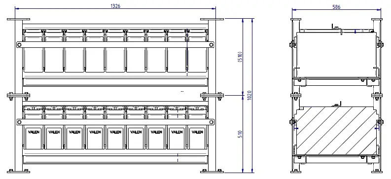 VALEN BR FTSEIS1009 110v Front Terminal Seismic Rack - DIMENSIONS 6