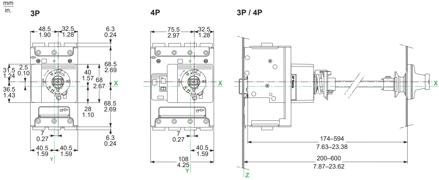 Schneider Electric NSX100m 3P 4P Extended Rotary Handle - fig 3