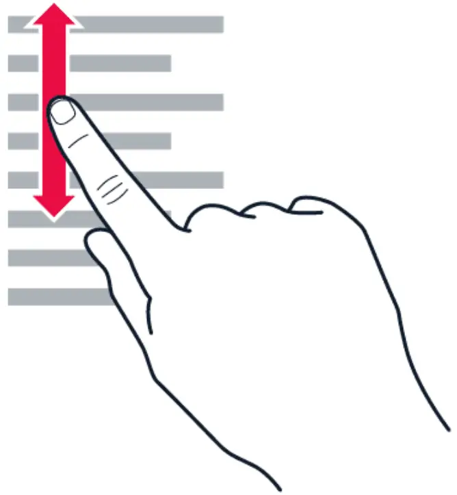 Scroll through a long list or menu