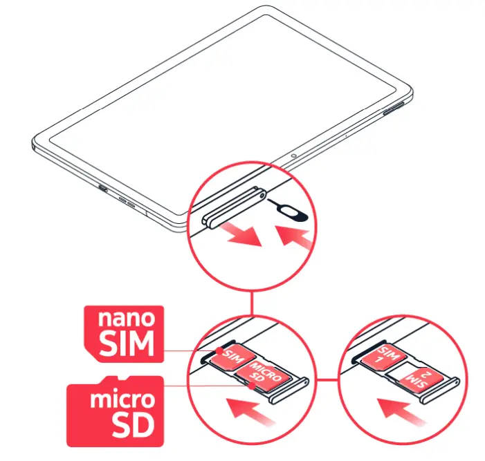 INSERT THE SIM AND MEMORY CARDS