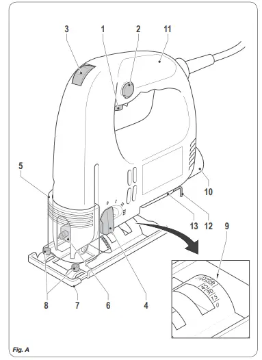 FERM-JSM1023-Jig-Saw-570W-with-4-Saw-Blades-Instruction-FIG-1