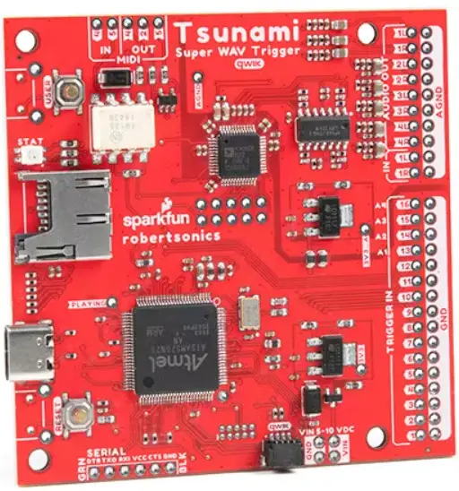 robertsonics Eight-Channel Tsunami Super WAV Trigger Audio Board Lands