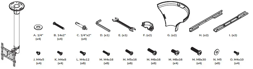 Neomounts FPMA-C200 Monitor Ceiling Mount Instruction-PARTS