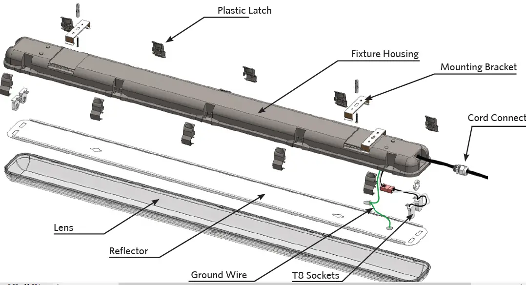 super bright leds VTLF-xT8 Series Vapor Tight Light Fixture for LED T8 Tubes-fig1