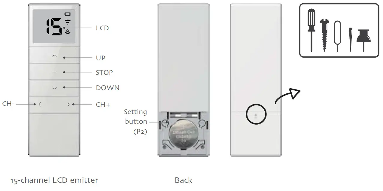 Draperies CSK NR 8815 Single Channel Remote - Instruction Buttons