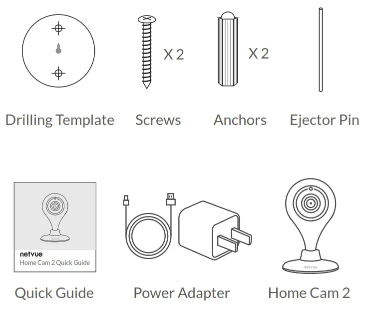 netvue NI 3341 Home Cam 2 Security Indoor Camera - What’s In The Box