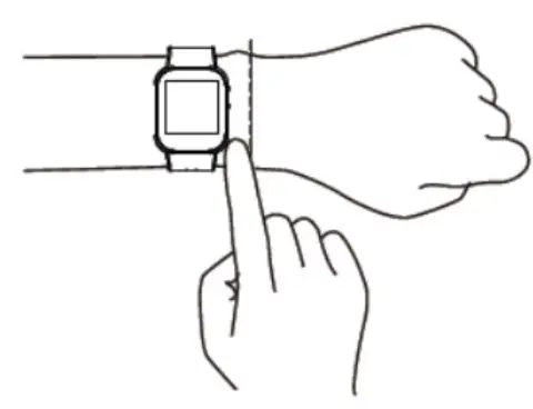 willful N29 Smartwatch for iPhone and Android Blood Oxygen Monitor Fitness Instruction Manual - Leave one-finger gap between the watch and your wrist bone