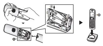 Panasonic Additional Digital Cordless Handset - Battery installation